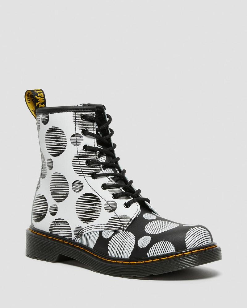 Dr Martens Youth 1460 Polka Dot Lær Snørestøvletter Barn Svarte | Norge 111YXF